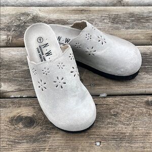 Women's Slides  Slip-On Clogs Suede Genuine Leather Size 7